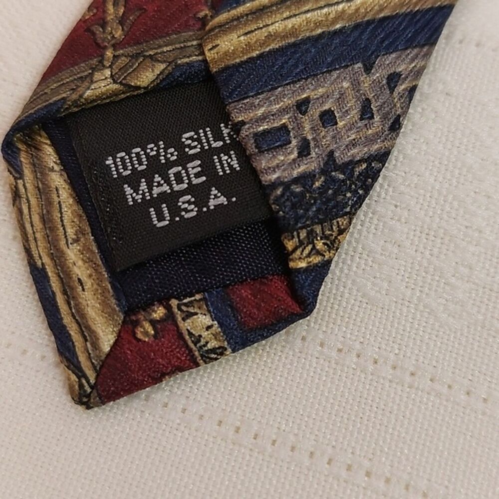 Vintage Structure Silk Neck Tie Multicolor Striped Multipattern USA Made - Picture 3 of 6